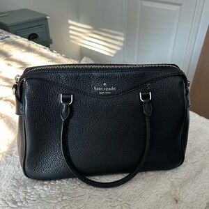 kate spade large mimi satchel in black pebbled leather